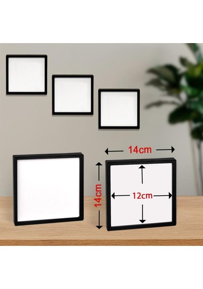 Yapışkanlı Sök-tak Siyah Pola Çerçeve - 3'lü Paket 14x14cm Masaüstü Ve Duvar Çerçevesi