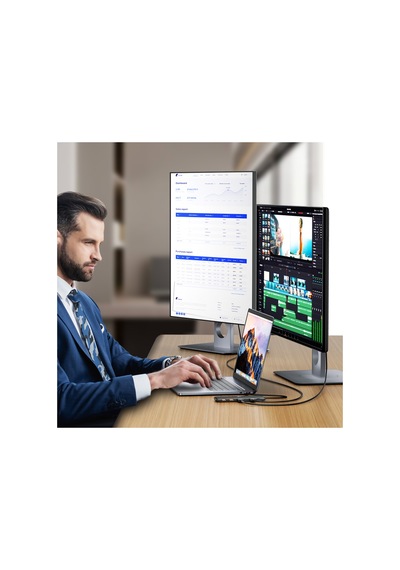 Lemorele Tc300, Type-c Çoklayıcı Hub - Çift Hdmı - 10gbps Usb 3.1 - 10 Portlu 100w Pd Şarjlı Docking Station