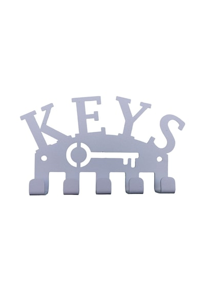 Aju Anahtar Askılığı Keys Yazılı Dekoratif Metal Tasarım Anahtarlık Paslanmaz Hediyelik Beyaz Beyaz