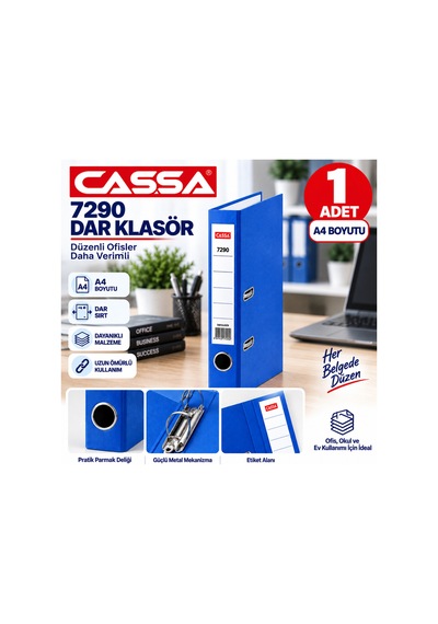 7290 Mavi Dar Klasör A4 Tekli