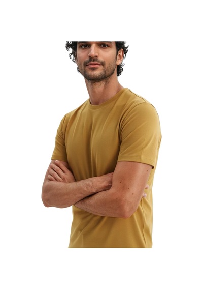 Arma Ar-ma Erkek Bisiklet Yaka Tişört Baskisiz Basic Örme Kumaş Regular Fit %100 Pamuk 30/1 Penye Süprem Y31344408202 Hardal Sarısı-h1