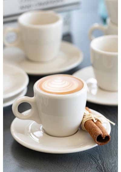 Heda Porselen 6'lı Porselen Espresso Takımı Kırık Beyaz