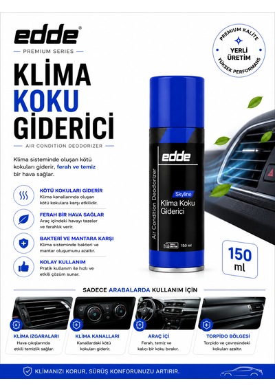 Edde Araba Araç Oto Klima Bombası Klima Koku Giderici Klima Temizleyici 150 Ml Skyline