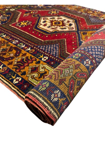 El Dokuma Sıfır Yahyalı Halısı 106x208 Kırmızı Kök Boya Halı Kırmızı
