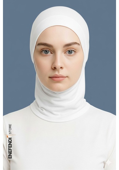 Nf Nd Enefendi Boyunluklu Spor Bone Beyaz Tesettür Hijab Geçmeli Hazır Bone Rahat Ve Şık Penye Kullanım