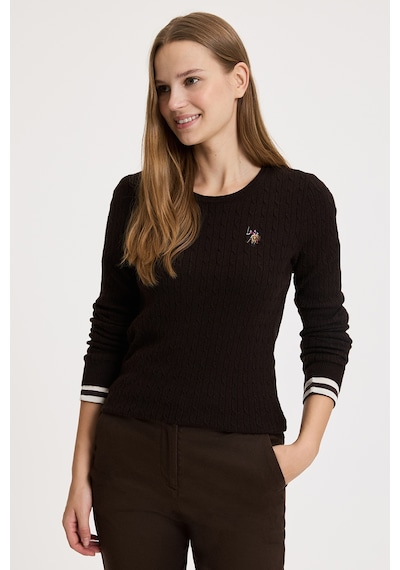 U.S. Polo Assn. Kadın Koyu Kahverengi Basic Kazak 50331602-vr084