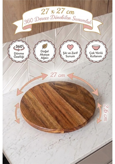 27 Cm Döner Akasya Ahşap Sunumluk 360 Dönebilen Yuvarlak Ahşap Servis Ve Sunum Tabağı Kahvaltılık Peynir Pasta Çerez Meyve Sunum Standı 27x3 Cm Kahverengi Kahverengi 27 Cm Döner Akasya Ahşap Sunumluk 360 Dönebilen Yuvarlak Ahşap Servis Ve Sunum Tabağı Kahvaltılık Peynir Pasta Çerez Meyve Sunum Standı 27x3 Cm Kahverengi Kahverengi