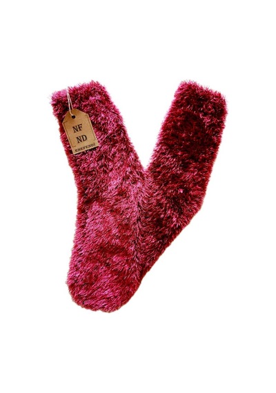 Nf Nd Enefendi 2 Çift Termal Kışlık Peluş Unisex Çorap - Dikişsiz Tüylü Ev Ve Parti Çorabı Kırmızı-siyah 36-41 Renkli