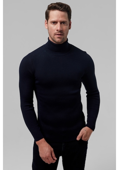 D's Damat Slim Fit Lacivert Ribana Örgü Kazak 9ec060631764d Lacivert