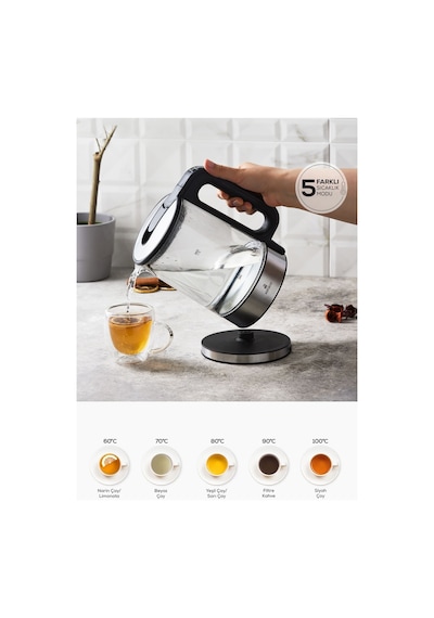 Karaca Cam 2205 Sıcaklık Ayarlı Su Isıtıcı 2200 W Kettle