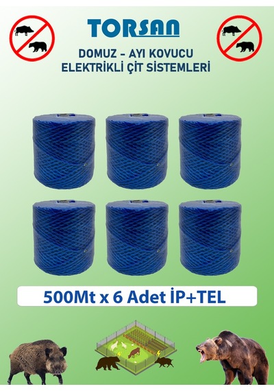 Elektirikli Çit 500m X 6 Adet Çift Örgülü Galvanizli Tel + İp