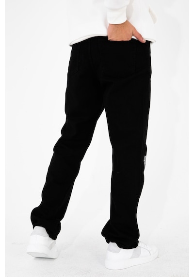 HLT Jeans Erkek Şimşek Baskılı Baggy Fit Likrasız Rahat Kesim %100 Pamuk Loose Jean Kot Pantolon Mcqueen 001
