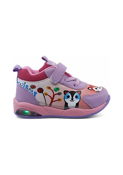 Khayt Zıpzıp Ortopedik Hafif Unisex Işıklı Çocuk Spor Ayakka Lila - Pembe