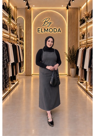 Elmoda Kadın Füme Ayarlanabilir Jile Elbise Füme Füme