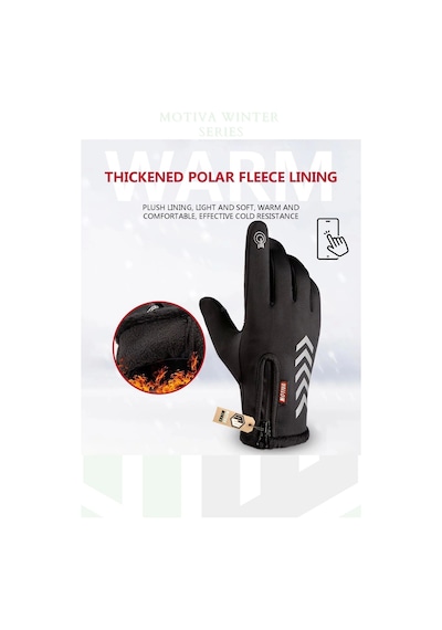 Motiva Su Geçirmez Softshell Unisex Bisiklet, Motosiklet Eldiven Dokunmatik Kışlık Rüzgar Geçirmez Kaymaz