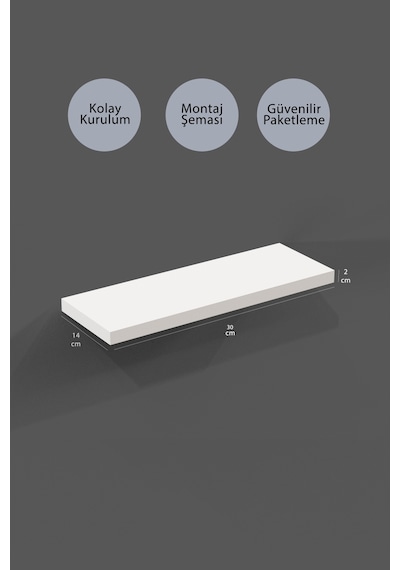 Yankı-BYEG 3lü 30 cm Mat Beyaz MdfvDuvar Rafı Gizli Bağlantı Kitaplık