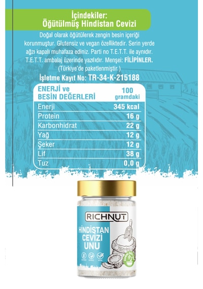 Hindistan Cevizi Unu 140 Gr