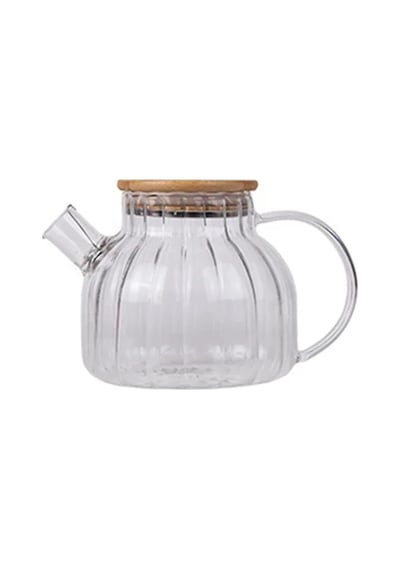 Borosilikat Cam Demlik Bambu Kapak Bitki Demliği 1 Litre 9506 Şeffaf