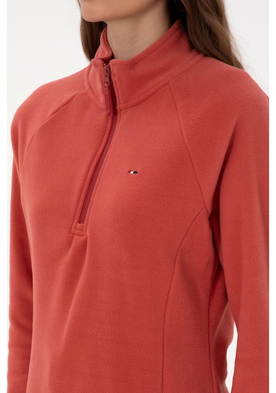 U.S. Polo Assn. Kadın Kiremit Fermuarlı Dik Yaka Polar Sweatshirt 50316714-VR026