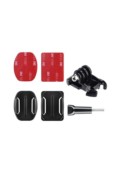 Gplus Bs06kyvh 6 Parça Oval Eğimli Zemin Ve Flat Düz Yüzey Vidalı Hızlı Tak Aksiyon Kamera Uyumlu 3m Yapışkanlı Motor Kask Bağlantı Base Seti Siyah