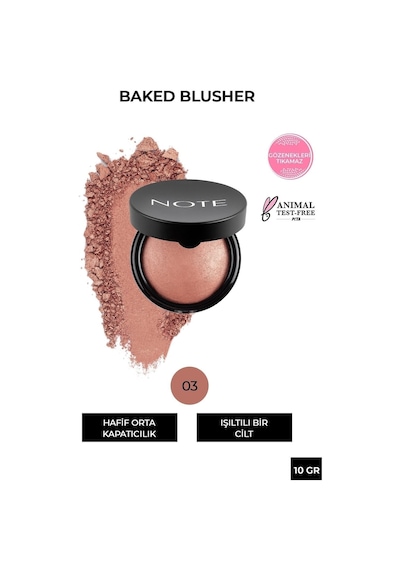 Note Cosmetique Baked Blusher Işıltılı Fırınlanmış Toz Allık - 03 Oriental Pink