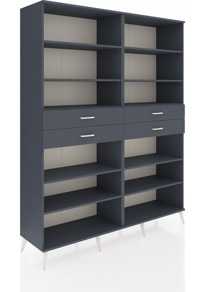 Hyperion Gardrop 10 Raflı 4 Çekmeceli 176x44x221 Antrasit-antrasit Beyaz Hyperion Gardrop 10 Raflı 4 Çekmeceli 176x44x221 Antrasit-antrasit Beyaz