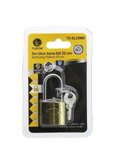 Tudor Td-sl25mm Vakumlu 25mm Sarı Uzun Kancalı Asma Kilit- 12'li Paket Diğer