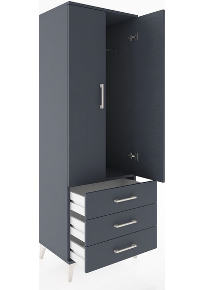 Hyperion Dolap Tek Raflı 3 Çekmeceli Tek Askılı 60x44x182 Ant... Antrasit Hyperion Dolap Tek Raflı 3 Çekmeceli Tek Askılı 60x44x182 Ant... Antrasit