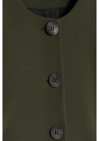 Kadın Açık Haki Balon Kol Crop Blazer Açık Haki