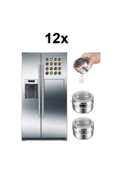 12li Mıknatıslı Kaliteli Çelik Baharatlık Takımı Cin114-12 Açık Bej