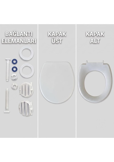 Lexroo Klozet Kapağı Beyaz Sert Plastik Standart Ölçü Montaj Aparatları Dahil Kolay Temizlenen