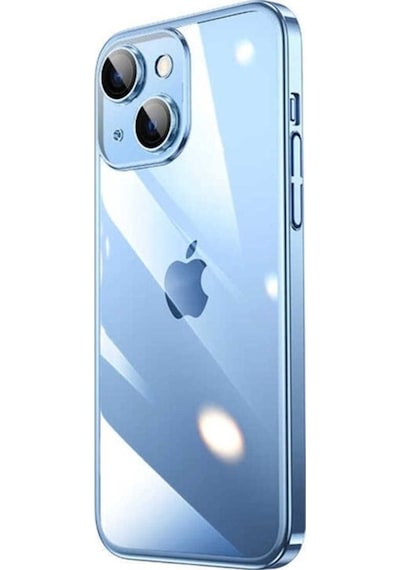 Apple Uyumlu iPhone 14 Kılıf Sert Pc Renkli Çerçeveli Zore Riksos Kapak Mavi