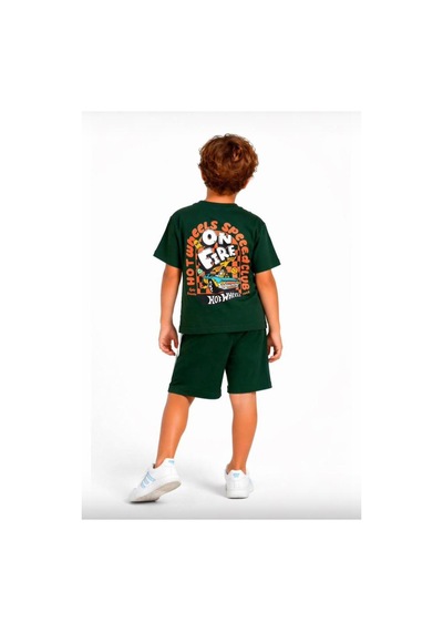 Cg Kids Hot Wheells Erkek Çocuk Tshirt&şort Alt Üst Takım Sırt Baskı Detaylı Süper Kalite Yeşil