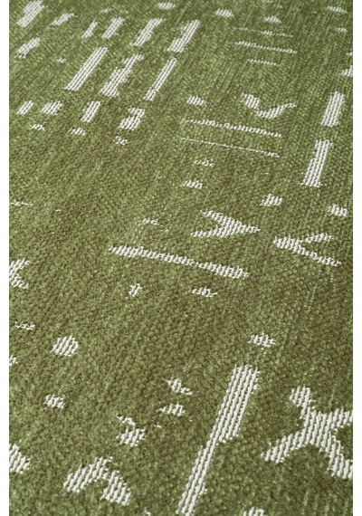 Mikasa Mks01y Yeşil Dekoratif Şönil Kilim İskandinav Desen Yıkanabilir Yumuşak Kaymaz Taban Halı Yesıl