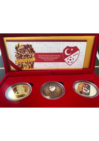 Galatasaray 23. Şampiyonluk Gümüş Au Kaplama Gümüş Bronz Hatıra Para Seti