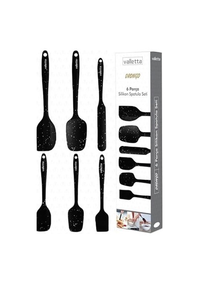 Dayanıklı Yanmaz Yapışmaz Silikon Spatula Seti 6 Parça Siyah Noktalı Genel