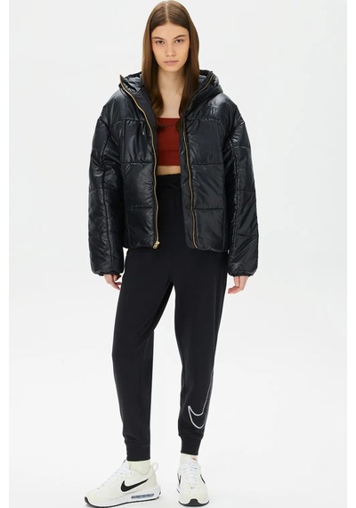 Nike Terma Fit Synthetic Fill Loose Fit Classic Puffer Shine Kadın Bol Kesim Şişme Mont Siyah Siyah