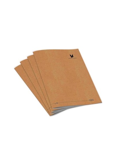 Wings Journal 4'lü Kareli Tel Dikişli Defter Seti Kraft Kapak, Hafif Holme Kağıt, A5 Toplam 384 Sayfa Genel