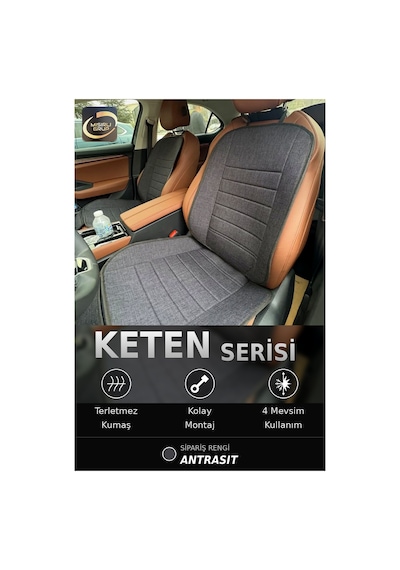 Fiat Egea Cross 2020-2026 Ön Ve Arka Koltuk Terletmez Dolgulu Keten Koltuk Minder / Kılıf Set Antrasit