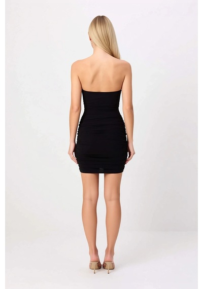 Benerly Kadın Kolsuz Degaje Yaka Bodycon Mini Elbise Ruching Detaylı Örme Siyah Benerly Kadın Kolsuz Degaje Yaka Bodycon Mini Elbise Ruching Detaylı Örme Siyah