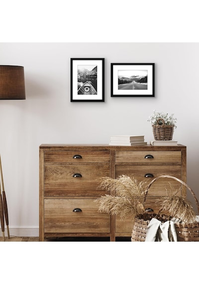 Americanflat 23x30 Cm Resim Çerçevesi Siyah Set, Mat İle 15x23 Cm Veya Matsız 23x30 Cm, Pleksiglas Kapaklı Kolaj Çe