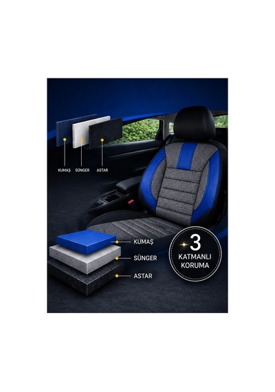Softline Serisi Universal Oto Koltuk Kılıfı Lacivert - 879169330