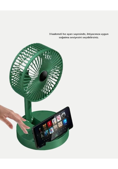 Taşınabilir Katlanabilir Mini Fan 3 Kademeli Şarj Edilebilir - Lisinya