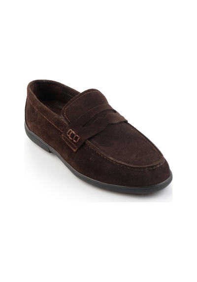Kahve Hakiki Deri Erkek Loafer Ayakkabı E01054408202 Kahve