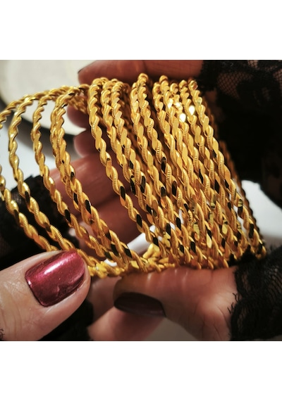 925 Ayar Gümüş İkili Adana Burma Gold Bilezik Sl9803 Gold
