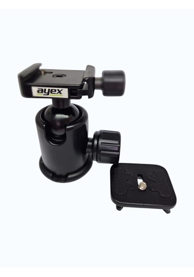 Ayex Kh-02 Tripod Kafa Ball Head, 360 Dönebilen, 10kg Taşıma Kapasiteli, Hızlı Bağlantı Plakalı, 1/4" Vida Uyumlu