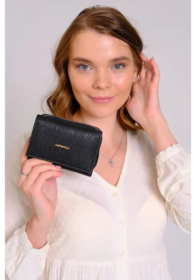 Just Polo Kadın 6 Kart Bölmeli Fermuarlı Ve Çıtçıt Kapamalı Şık Cüzdan Shopper Siyah