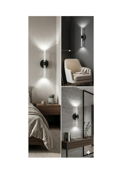 Bubbleflux Medium 40 Cm Modern Tasarım Led Aplik - Duvar Lambası - Siyah - Elektrikli - Beyaz Led Siyah