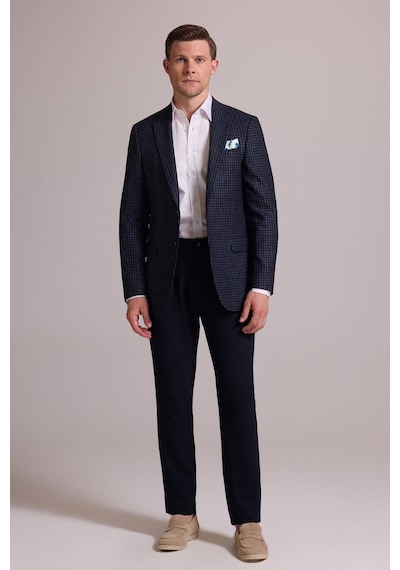 Erkek Lacivert Regular Fit Mono Yaka %100 Yün Ceket