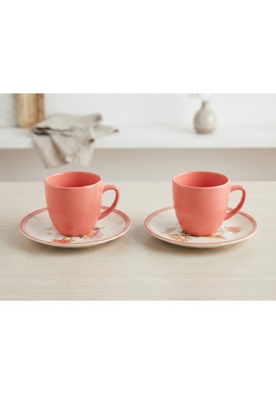 Pastel Pembe Porselen Kahve Sunum Takımı 2 Kişilik